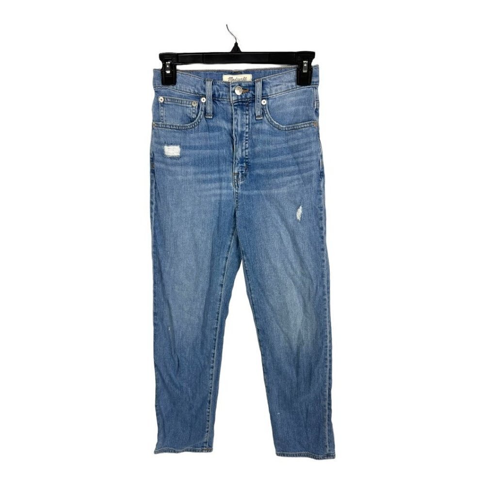 Madewell Classic Straight Leg High Rise Distressed Blue Jeans Size 25